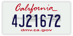 4J21672 license plate in California