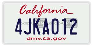 4JKA012 license plate in California