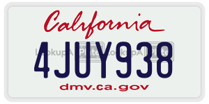 4JUY938 license plate in California