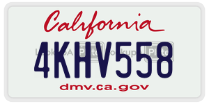 4KHV558 license plate in California