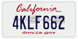 4KLF662 license plate in California
