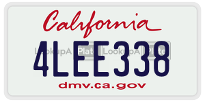 4LEE338 license plate in California