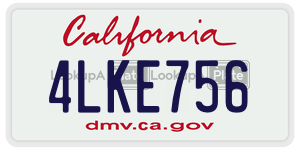 4LKE756  license plate in CA