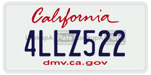 4LLZ522  license plate in CA
