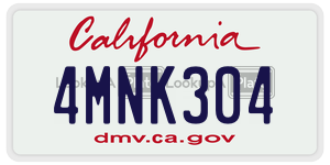 4MNK304 license plate in California