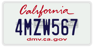 4MZW567 license plate in California