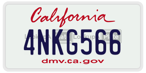 4NKG566  license plate in CA