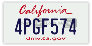 4PGF574 license plate in California