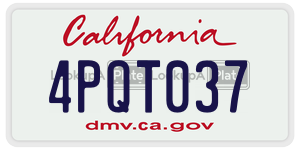 4PQT037 license plate in California