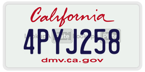 4PYJ258 license plate in California