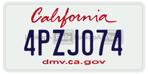 4PZJ074 license plate in California