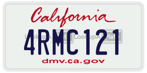 4RMC121 license plate in California
