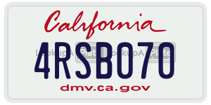 4RSB070  license plate in CA