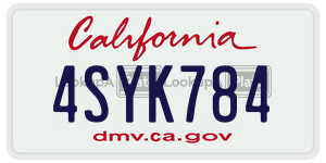 4SYK784 license plate in California