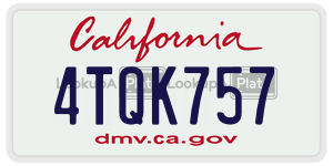 4TQK757 license plate in California