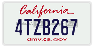 4TZB267  license plate in CA