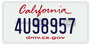 4U98957  license plate in CA