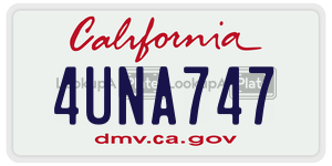 4UNA747  license plate in CA