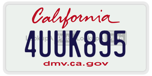 4UUK895 license plate in California