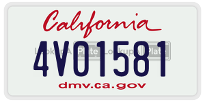 4V01581 license plate in California