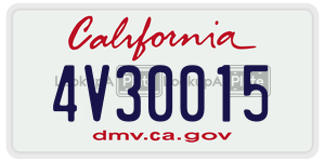 4V30015 license plate in California