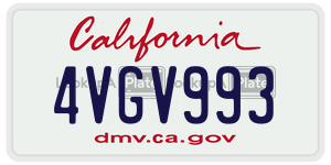 4VGV993 license plate in California