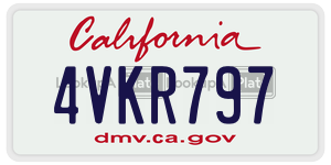 4VKR797 license plate in California