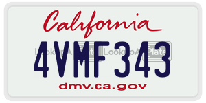 4VMF343  license plate in CA