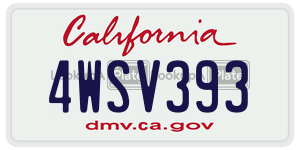 4WSV393  license plate in CA