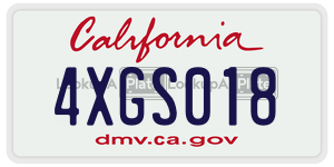 4XGS018 license plate in California