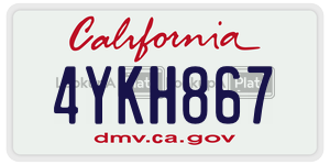 4YKH867 license plate in California