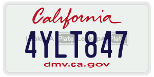 4YLT847 license plate in California