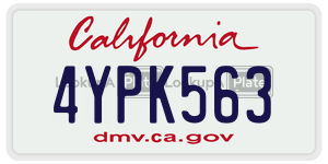 4YPK563  license plate in CA