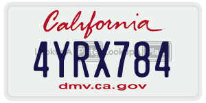 4YRX784 license plate in California