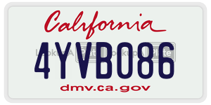 4YVB086 license plate in California