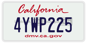 4YWP225 license plate in California