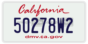 50278W2 license plate in California