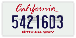 54216D3 license plate in California