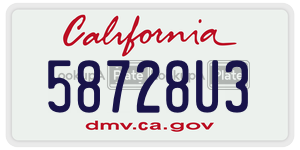 58728U3 license plate in California