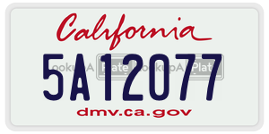 5A12077  license plate in CA