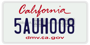 5AUH008 license plate in California