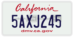5AXJ245 license plate in California