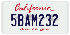 5BAM232 license plate in California