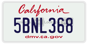 5BNL368  license plate in CA