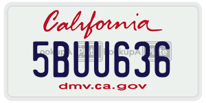 5BUU636 license plate in California