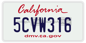 5CVW316 license plate in California