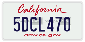 5DCL470  license plate in CA