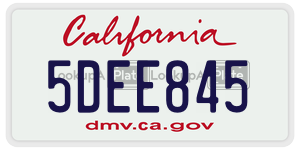 5DEE845 license plate in California