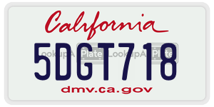 5DGT718 license plate in California