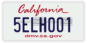 5ELH001 license plate in California